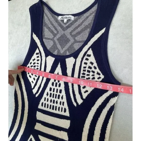 Stilletto's Dress Womens Size Medium Black White Aztec Bodycon Old Money Sweater - Picture 5 of 7